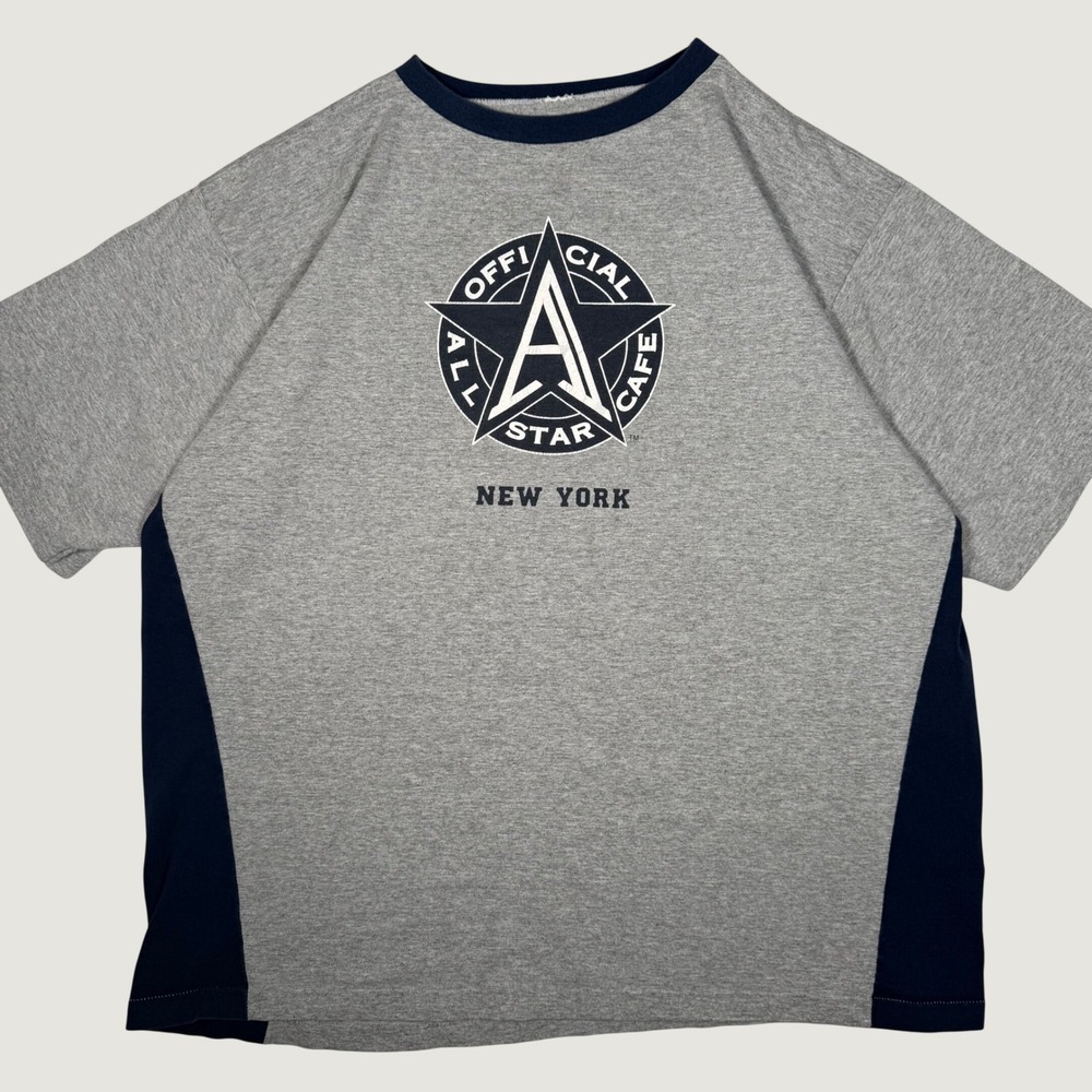 Official All Star Cafe New York T Shirt Mens XL Gray Navy Blue Graphic Tee